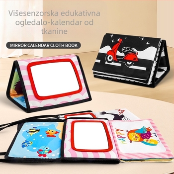 Višedimenzionalna prosvjetiteljska Haha ogledalo platnena knjiga igračka u boji životinja engleski kognitivni 0-3 godine sklopiva stolna kalendarska knjiga platnena knjiga