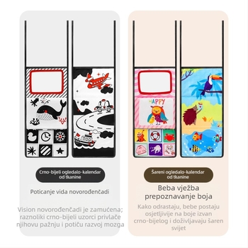 Višedimenzionalna prosvjetiteljska Haha ogledalo platnena knjiga igračka u boji životinja engleski kognitivni 0-3 godine sklopiva stolna kalendarska knjiga platnena knjiga