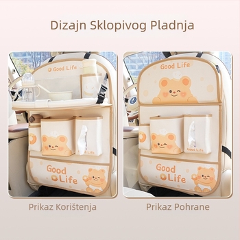 Plava torba za pohranu naslona za autosjedalicu, slatka višenamjenska viseća torba za pohranu, crtana torba za pohranu na stražnji dio automobila, mali stolić