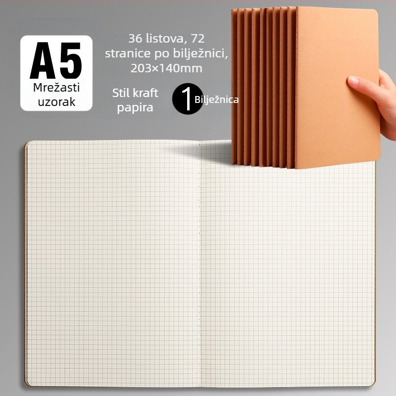 B5 bilježnica od kravlje kože A5, neispisana, crna bilježnica s vodoravnim mrežama, prazna, neispisana knjiga od kravlje kože, veleprodaja