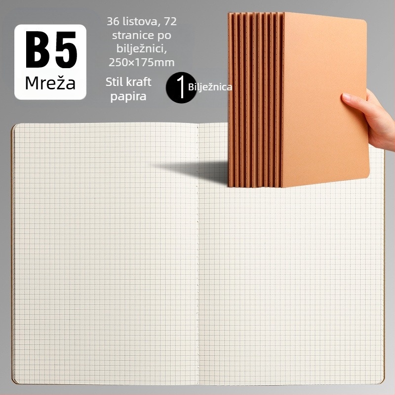 B5 bilježnica od kravlje kože A5, neispisana, crna bilježnica s vodoravnim mrežama, prazna, neispisana knjiga od kravlje kože, veleprodaja