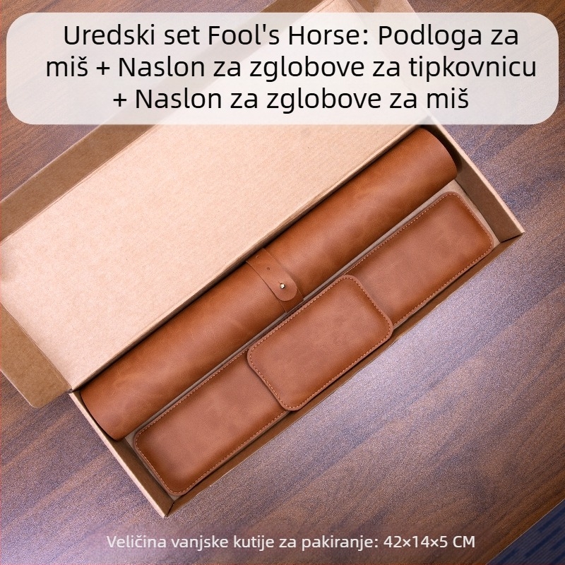Podloga za miša s uzorkom Crazy Horse, potpora za zglob miša, oslon za ruku s tipkovnicom, set od tri dijela, kožni oslonac za zglob, oslonac za ruku od memorijske pjene, jastučić za potporu zgloba