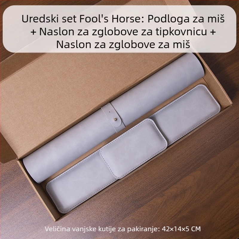 Podloga za miša s uzorkom Crazy Horse, potpora za zglob miša, oslon za ruku s tipkovnicom, set od tri dijela, kožni oslonac za zglob, oslonac za ruku od memorijske pjene, jastučić za potporu zgloba