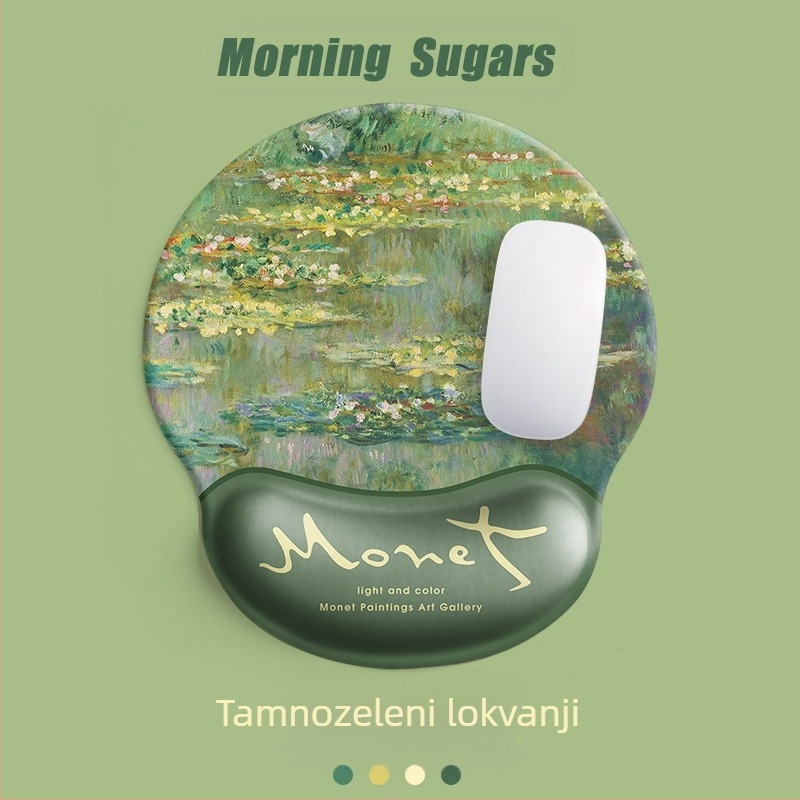 Podloga za miš Monet ulje na platnu Sleeping Lotus jastučić za zglob potpora za ruke jastučić za tipkovnicu jastučić za miš muški i ženski jastučić za zglob uredski