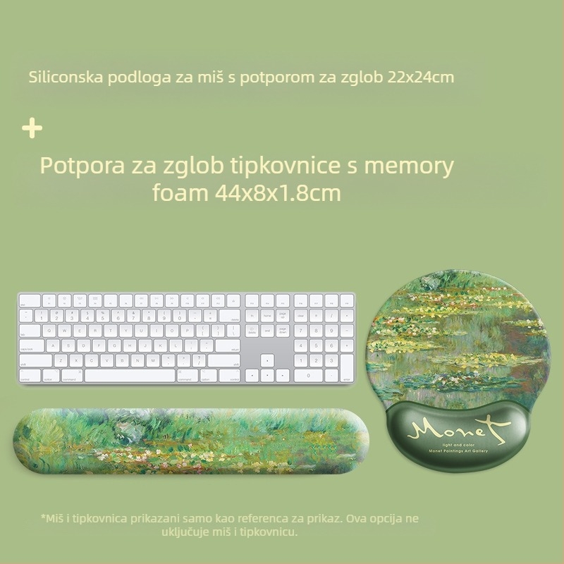 Podloga za miš Monet ulje na platnu Sleeping Lotus jastučić za zglob potpora za ruke jastučić za tipkovnicu jastučić za miš muški i ženski jastučić za zglob uredski