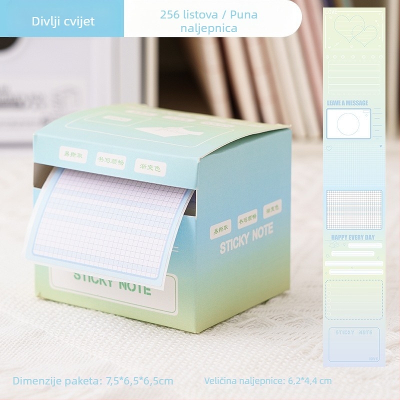 Izvlačne ljepljive bilješke, kreativni i visoko izgledajući papir za bilješke s pogrešnim pitanjima, posebne naljepnice za poslijediplomski prijemni ispit, potpuno ljepljive bilješke za učenike nižih razreda srednje škole