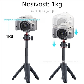 Stolni produžetak za stativ, prijenosni mini mobilni telefon, kamera bez ogledala, prijenos uživo, nosač za vlog s tri stupnja, teleskopski selfie štap
