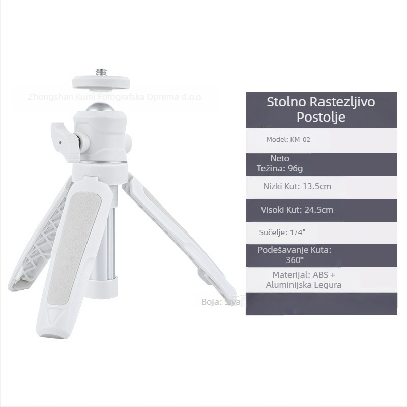 Stolni produžetak za stativ, prijenosni mini mobilni telefon, kamera bez ogledala, prijenos uživo, nosač za vlog s tri stupnja, teleskopski selfie štap