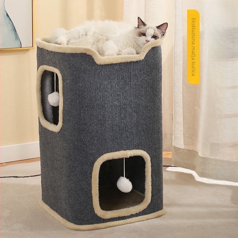 Okvir za penjanje za mačke, zimsko toplo višeslojno mačje gnijezdo, zabavna rupa na drvetu, sisal kanta, kućica za mačke, pribor za kućne ljubimce, igračka, kanta za mačje gnijezdo