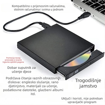 Vanjski DVD optički pogon, Blu-ray USB CD player bez upravljačkih programa, računalo za čitanje VCD-a, vanjski optički snimač diskova