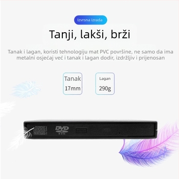 Vanjski DVD optički pogon, Blu-ray USB CD player bez upravljačkih programa, računalo za čitanje VCD-a, vanjski optički snimač diskova