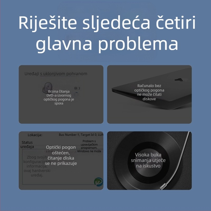 Vanjski DVD optički pogon, Blu-ray USB CD player bez upravljačkih programa, računalo za čitanje VCD-a, vanjski optički snimač diskova