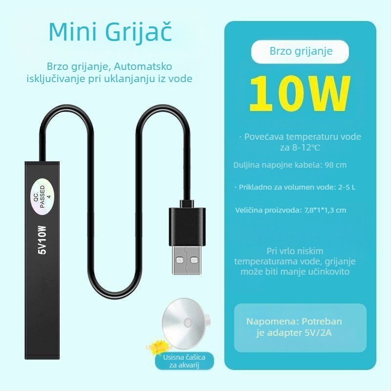 Šipka za grijanje akvarija mala mini inteligentna kontrola temperature uredski stolni stakleni okrugli cilindar automatska kontrola temperature grijača šipke