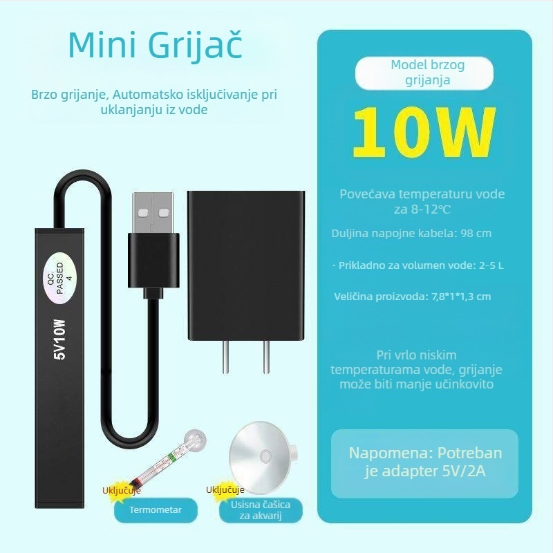 Šipka za grijanje akvarija mala mini inteligentna kontrola temperature uredski stolni stakleni okrugli cilindar automatska kontrola temperature grijača šipke