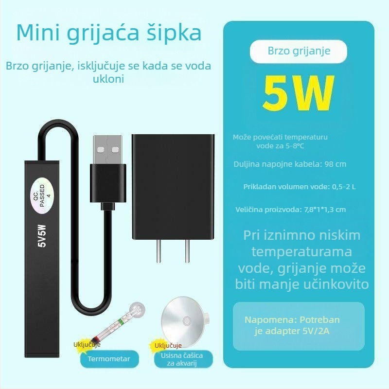 Šipka za grijanje akvarija mala mini inteligentna kontrola temperature uredski stolni stakleni okrugli cilindar automatska kontrola temperature grijača šipke