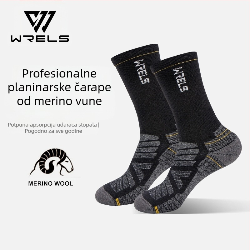 WRELS Merino vunene čarape Muške i ženske visoke planinarske čarape za trčanje Debele frotir dezodorans prozračne sportske čarape