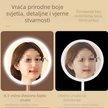 Dvoosno ogledalo za šminkanje s lampom, stolno, studentsko, za kućni ured, LED ogledalo za uljepšavanje, rotirajuće