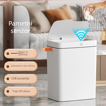 Pametna kanta za smeće bez dodira s otvorenim poklopcem, automatsko pakiranje, pametna kanta za smeće u kupaonici, kanta za odlaganje smeća