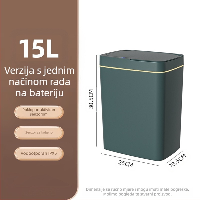 Pametna kanta za smeće bez dodira s otvorenim poklopcem, automatsko pakiranje, pametna kanta za smeće u kupaonici, kanta za odlaganje smeća