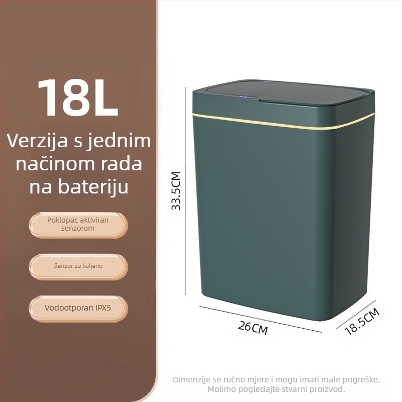 Pametna kanta za smeće bez dodira s otvorenim poklopcem, automatsko pakiranje, pametna kanta za smeće u kupaonici, kanta za odlaganje smeća