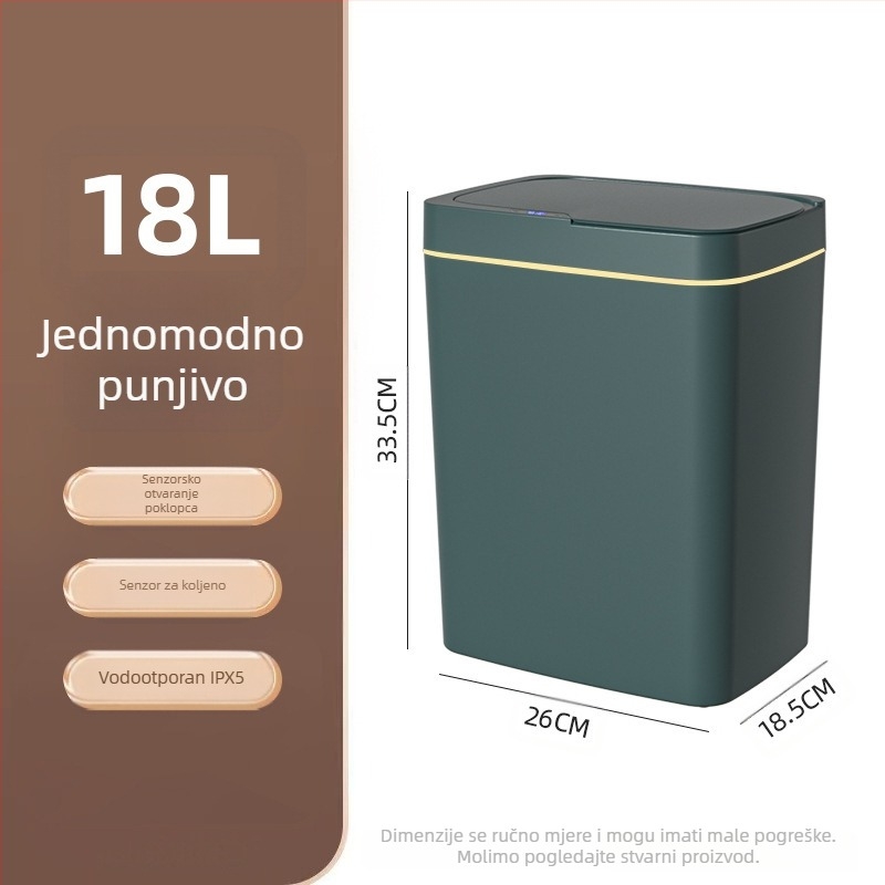 Pametna kanta za smeće bez dodira s otvorenim poklopcem, automatsko pakiranje, pametna kanta za smeće u kupaonici, kanta za odlaganje smeća
