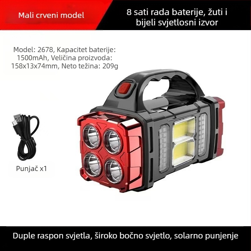 Nova višenamjenska prijenosna svjetiljka s solarnim punjenjem za vanjsku jaku rasvjetu, reflektor za hitne slučajeve, radna svjetiljka