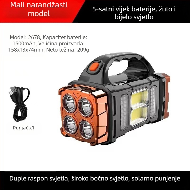Nova višenamjenska prijenosna svjetiljka s solarnim punjenjem za vanjsku jaku rasvjetu, reflektor za hitne slučajeve, radna svjetiljka