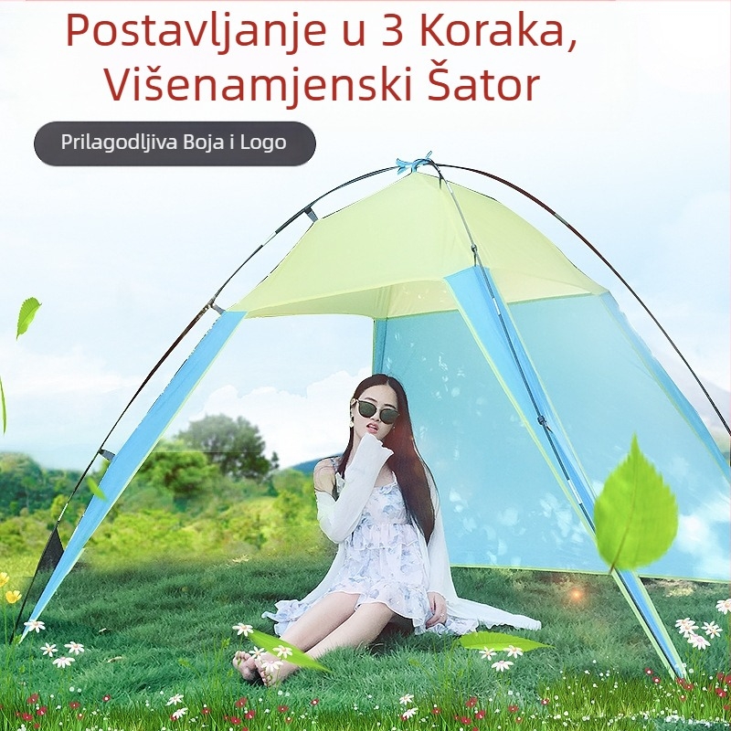 Šator za plažu, vanjski šator s nadstrešnicom za sunce, kampiranje, ribolov, sklopivi šator za zaštitu od sunca, šator za plažu, prekogranična plaža