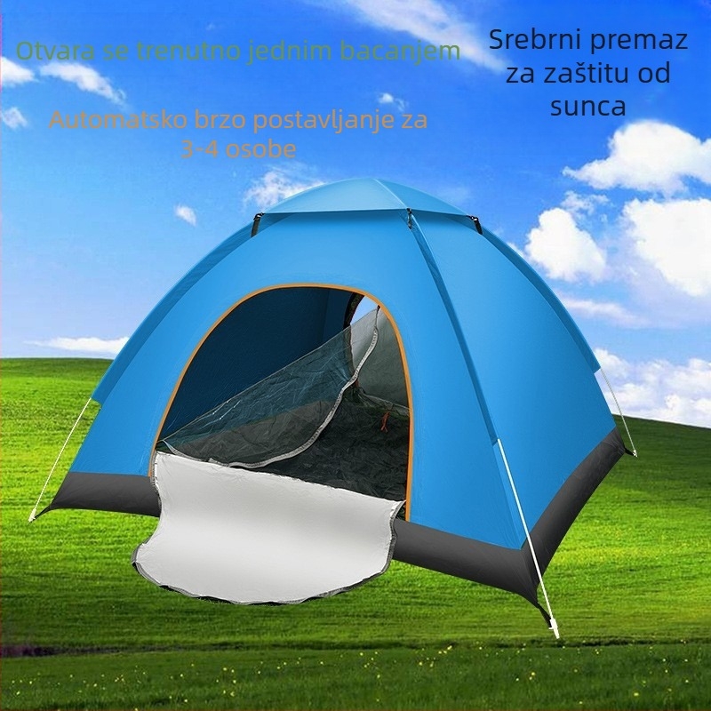 Vanjski kamping Strogo odabrani šator Vanjski jednokrevetni dvostruki četverosobni prijenosni potpuno automatski brzo otvaranje kampiranje krema za sunčanje Izvor