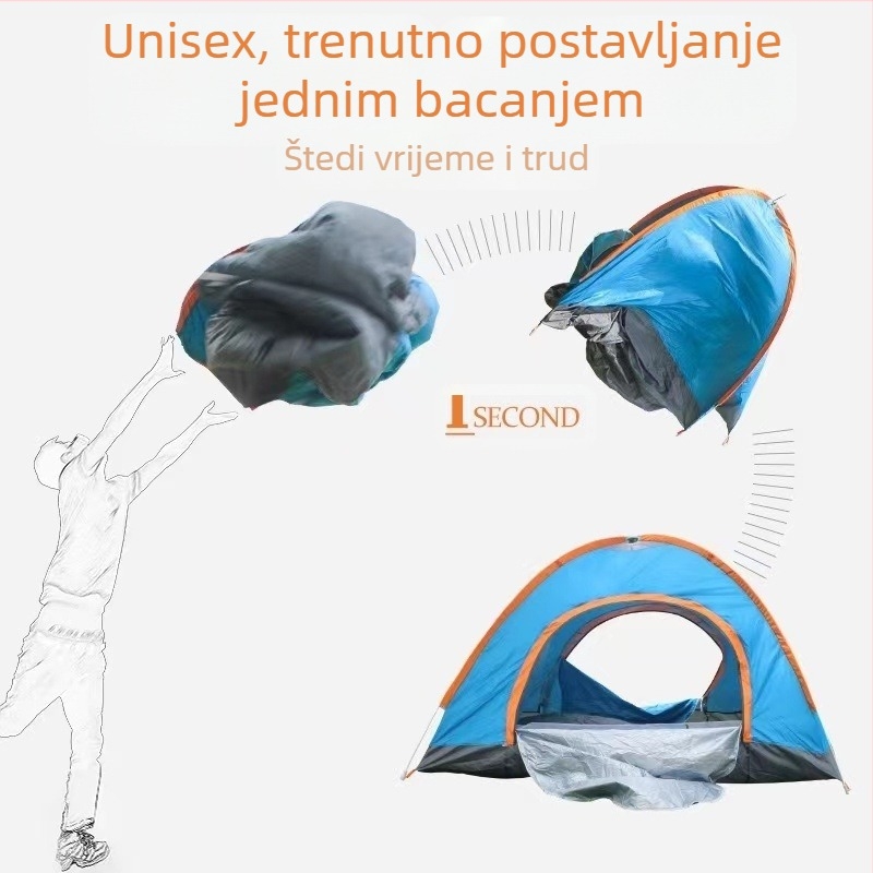 Vanjski kamping Strogo odabrani šator Vanjski jednokrevetni dvostruki četverosobni prijenosni potpuno automatski brzo otvaranje kampiranje krema za sunčanje Izvor