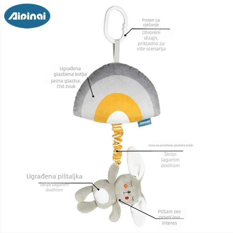 Nordijski INS stil, igračka zvonce za bebe u obliku životinje, privjesak s crtanim životinjama, viseća igračka za dječji automobil, za djecu od 0 do 3 godine