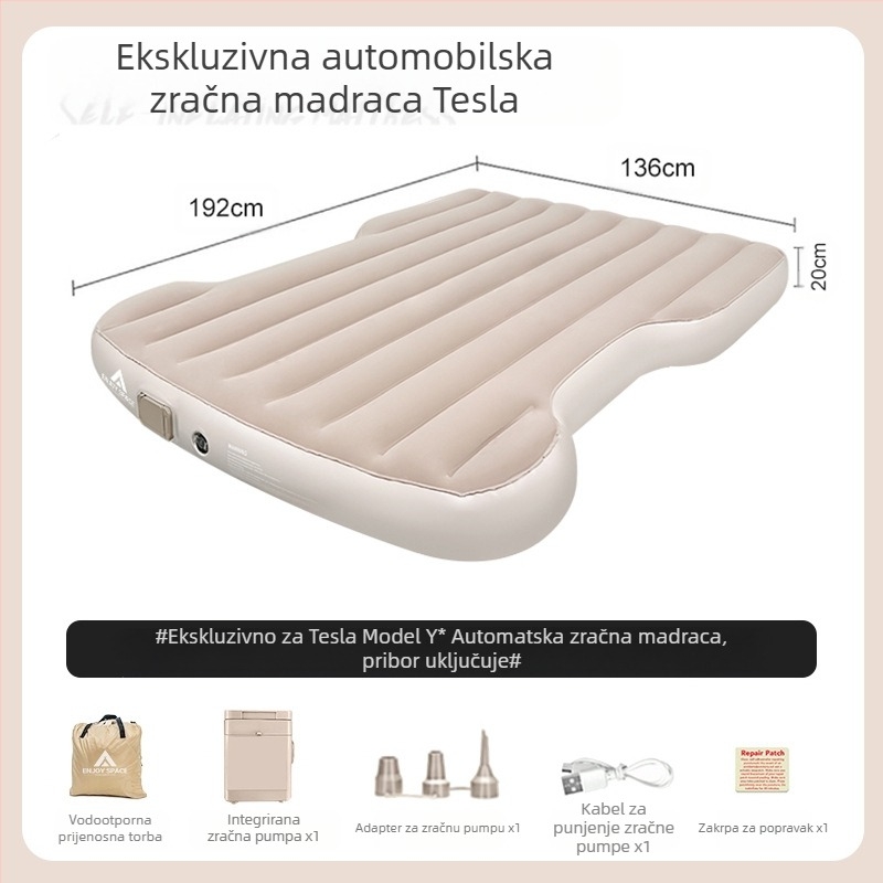 Automobilski napuhani krevet, madrac za prtljažnik Tesla Model Y, vanjska prostirka za spavanje u kampu, krevet za spavanje na stražnjem dijelu automobila