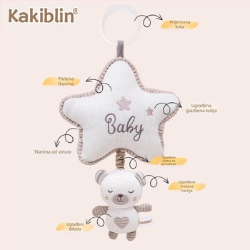 Coco Bei Le Nova vunena pletena igračka za bebe, viseći automobil, udobna lutka za bebe, glazbeni krevet, viseće zvono