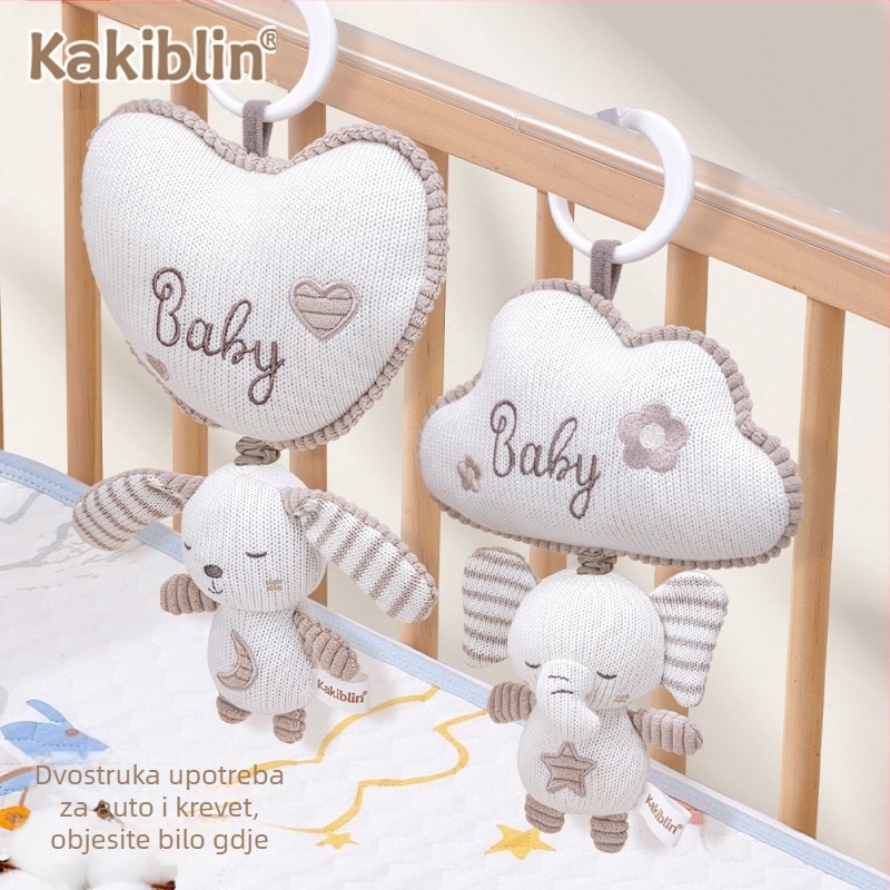 Coco Bei Le Nova vunena pletena igračka za bebe, viseći automobil, udobna lutka za bebe, glazbeni krevet, viseće zvono