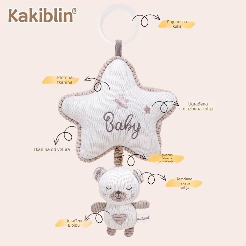 Coco Bei Le Nova vunena pletena igračka za bebe, viseći automobil, udobna lutka za bebe, glazbeni krevet, viseće zvono