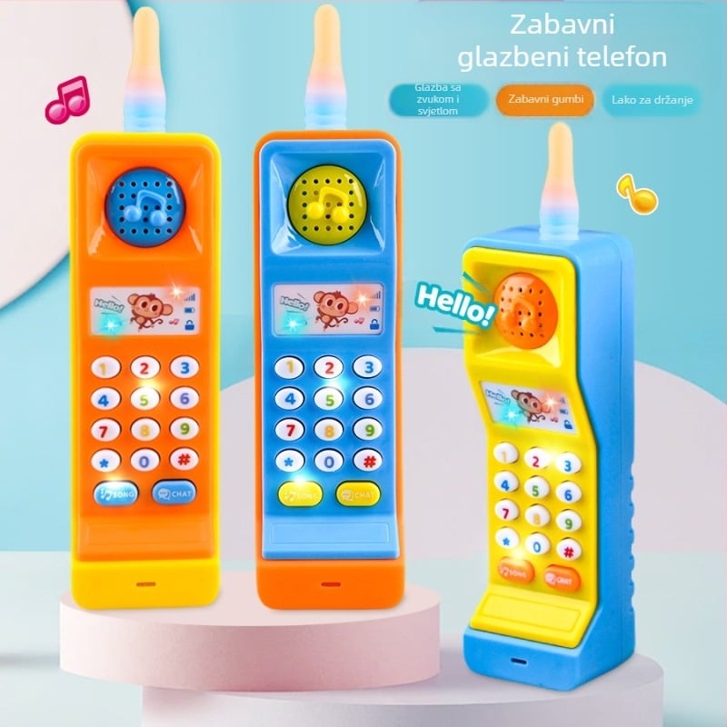 Simulacija dječje analogne igračke s mobitelom, zvukom telefona i svjetlosnom glazbom za dječake i djevojčice, edukativni model svjetleće igračke