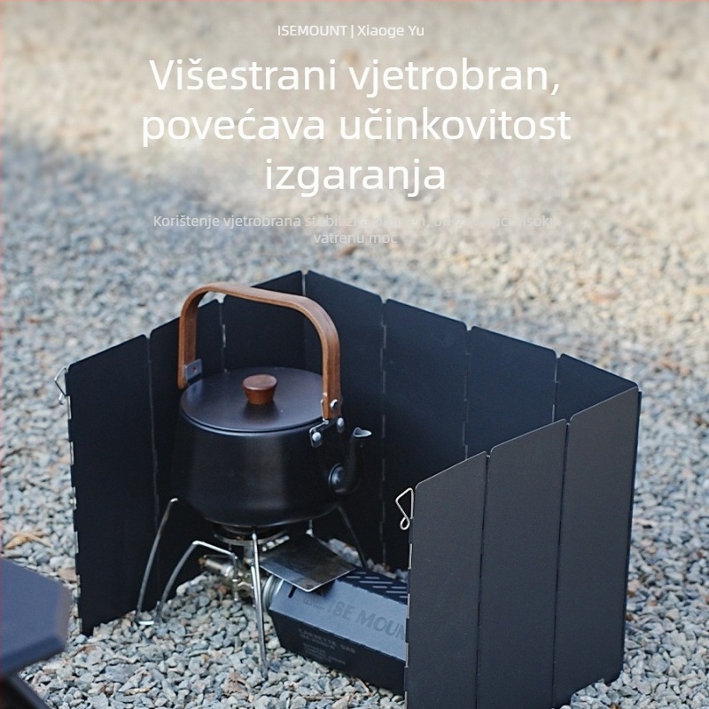 Kampiranje na otvorenom sklopivi deflektor vjetra željezna kasetna peć višestrani vjetrootporni poklopac deseterostruki žestoki štednjak vjetrootporna daska veleprodaja
