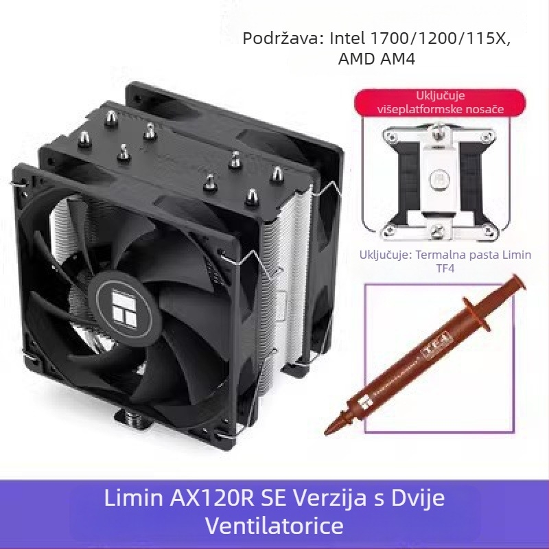 Limin AX120R SE hladnjak za CPU računala, antigravitacijski, stolni ARGB ventilator, bez zvuka, bijeli 1700/AM5