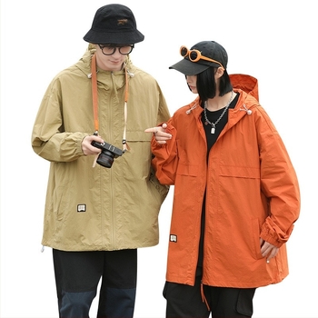 Ljeto 2025. Nova jednobojna odjeća za parove s kapuljačom, za zaštitu od sunca, muška velika veličina, široka odjeća za svijetlu kožu