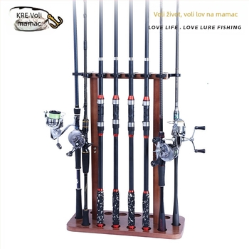 Stalak za štapove za pecanje od punog drva s 8/14 pozicija, samostojeći, stalak za štapove za pecanje bez bušenja, novi proizvod za prekogranično tržište