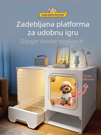 Kavez za pse s odvojenim WC-om, jedna soba, jedan dnevni boravak i jedna kupaonica, mali pseći boks, kućni kavez za plišanog pomeranca