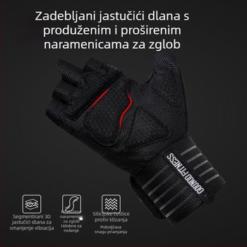 Gounod Sports Fitness rukavice s pola prsta, zadebljane, neklizajuće, otporne na habanje, štitnici za dlanove, sportski štitnici za zglobove, oprema za dizanje utega, štitnici za dlanove