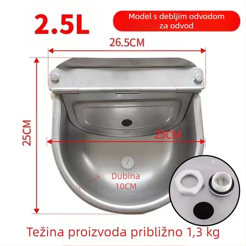 Potpuno automatska pojilica od nehrđajućeg čelika za goveda i ovce, plutajuća kuglasta fontana za piće životinja, svinja, pasa, konja, magarca, mazge, oprema za piće