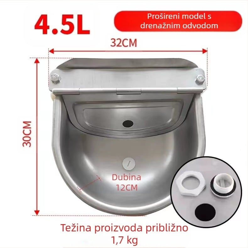 Potpuno automatska pojilica od nehrđajućeg čelika za goveda i ovce, plutajuća kuglasta fontana za piće životinja, svinja, pasa, konja, magarca, mazge, oprema za piće