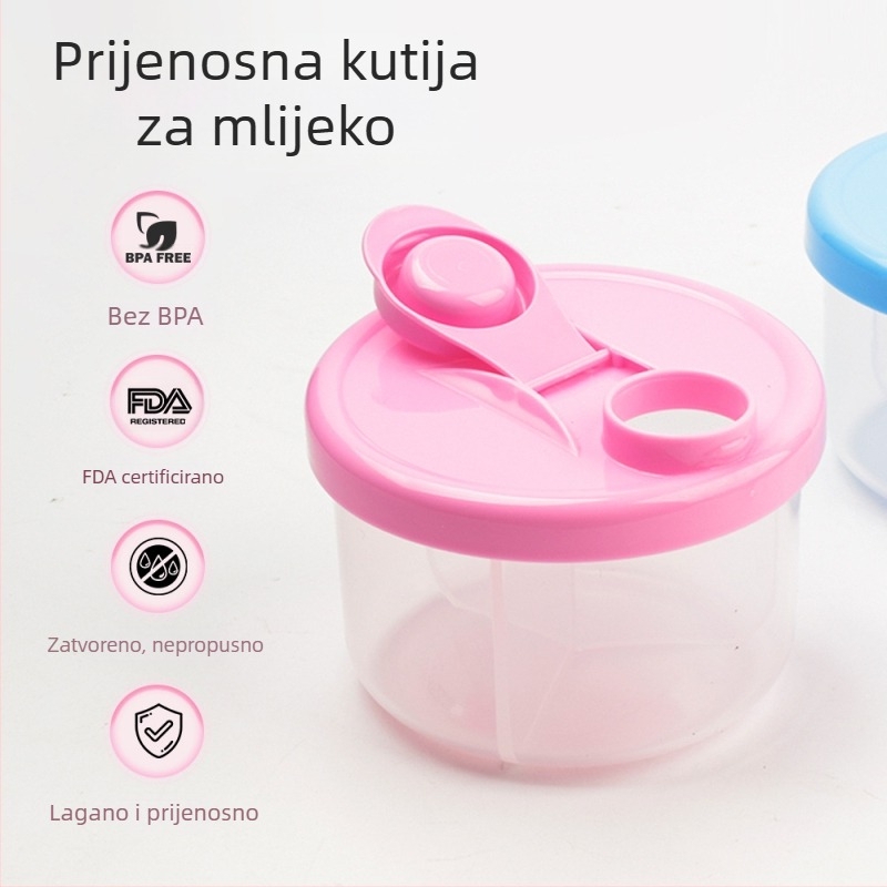 Kutija za pakiranje mlijeka u prahu za bebe, praktična kutija za pohranu mlijeka u prahu s tri odjeljka, uklonjiva staklenka mlijeka u prahu, veleprodaja 300 ml