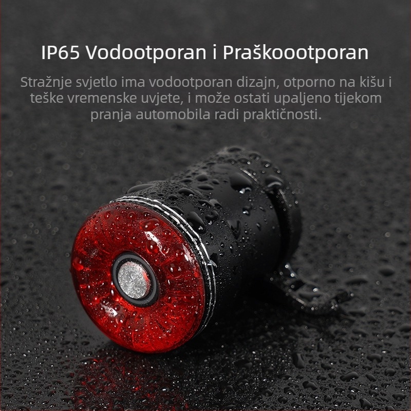 Yinji SR1pro pametno stražnje svjetlo za bicikl, punjenje tipa C, vodootporno svjetlo za noćnu vožnju, stražnje svjetlo s indukcijskom kočnicom