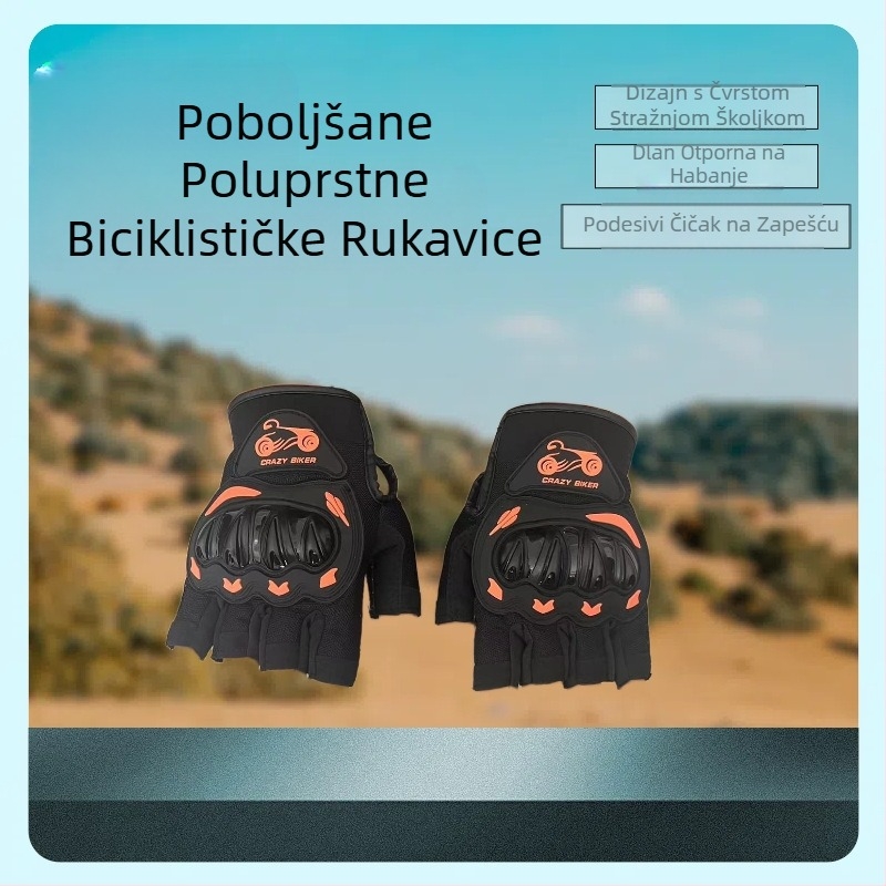 Tvrde rukavice s pola prsta za motocikl, rukavice s pola prsta za sport, vanjske rukavice s pola prsta za vožnju motocikla, putovanja, lagane prozračne rukavice