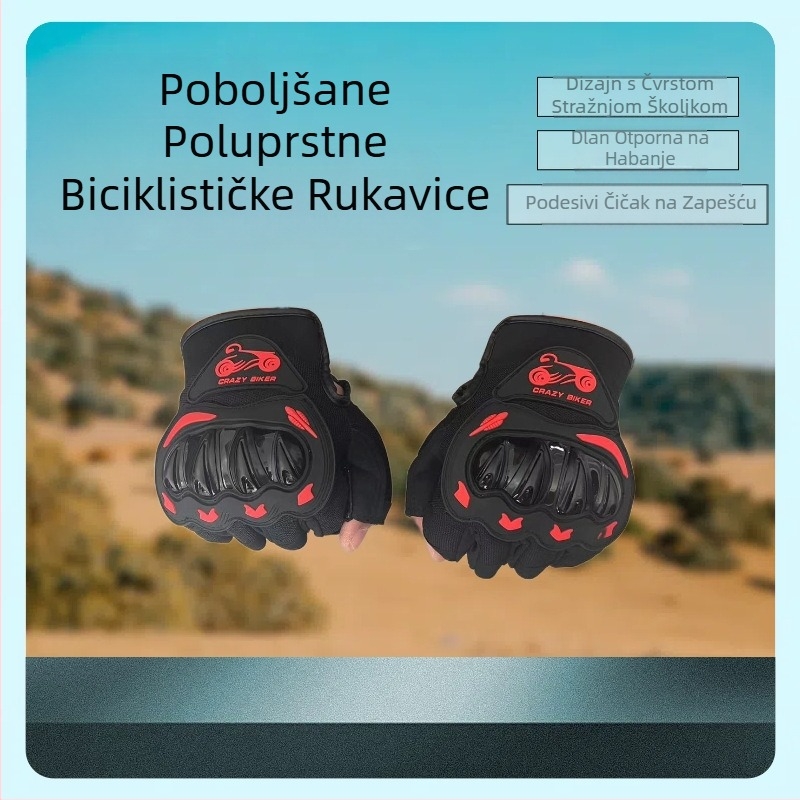 Tvrde rukavice s pola prsta za motocikl, rukavice s pola prsta za sport, vanjske rukavice s pola prsta za vožnju motocikla, putovanja, lagane prozračne rukavice