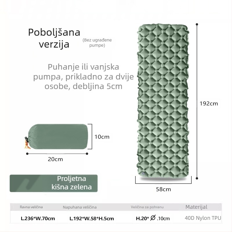 Tvornica na zalihi napuhava prostirka za spavanje vanjska madrac za kampiranje prostirka za spavanje u šatorima TPU ultra lagana napuhava prostirka otporna na vlagu