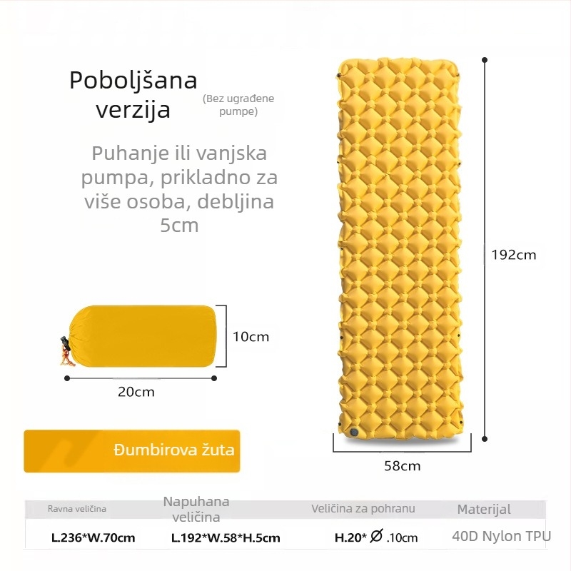 Tvornica na zalihi napuhava prostirka za spavanje vanjska madrac za kampiranje prostirka za spavanje u šatorima TPU ultra lagana napuhava prostirka otporna na vlagu